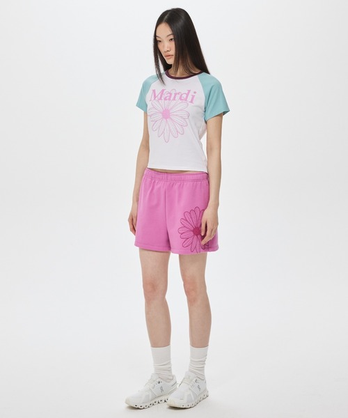 Mardi Mercredi(マルディメクルディ)の「SLIM TSHIRT RAGLAN FLOWERMARDI / スリム Tシャツ ラグラン フラワーマルディ(Tシャツ/カットソー・レディース・ホワイト×ブルー/ホワイト×ピンク/ホワイト×パープル・FREE)」の19枚目の写真