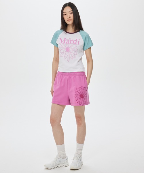 Mardi Mercredi(マルディメクルディ)の「SLIM TSHIRT RAGLAN FLOWERMARDI / スリム Tシャツ ラグラン フラワーマルディ(Tシャツ/カットソー・レディース・ホワイト×ブルー/ホワイト×ピンク/ホワイト×パープル・FREE)」の18枚目の写真
