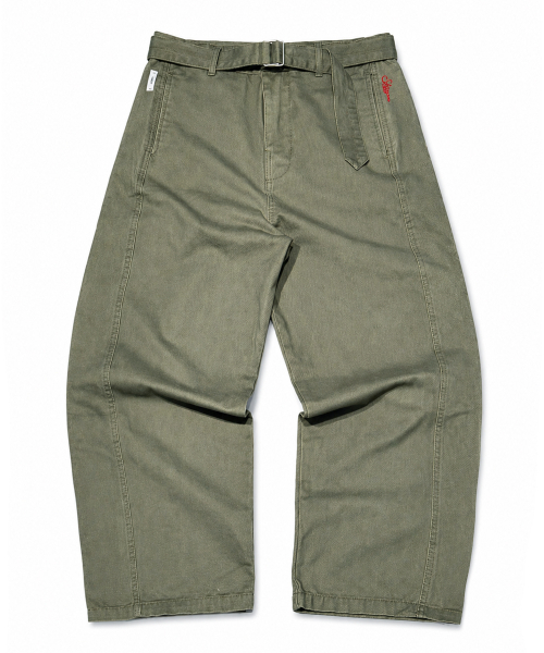 STIGMA(スティグマ)の「WASHED BELT CURVED PANTS KHAKI(その他パンツ・メンズ・その他・MEDIUM/LARGE/X-LARGE)」の1枚目の写真