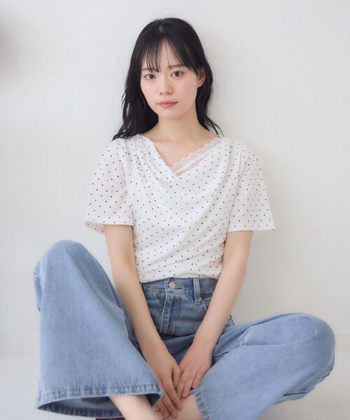 RETRO GIRL(レトロガール)の「レースドッキングドレープCT(Tシャツ/カットソー・レディース・ホワイト系その他/ライトグレー/ピンク・FREE)」の17枚目の写真