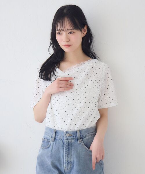 RETRO GIRL(レトロガール)の「レースドッキングドレープCT(Tシャツ/カットソー・レディース・ホワイト系その他/ライトグレー/ピンク・FREE)」の22枚目の写真