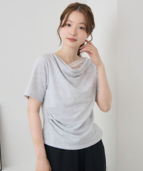 RETRO GIRL(レトロガール)の「レースドッキングドレープCT(Tシャツ/カットソー・レディース・ホワイト系その他/ライトグレー/ピンク・FREE)」の5枚目の写真