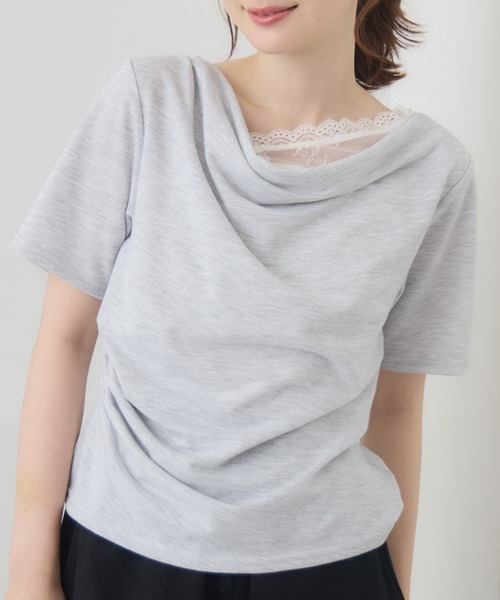 RETRO GIRL(レトロガール)の「レースドッキングドレープCT(Tシャツ/カットソー・レディース・ホワイト系その他/ライトグレー/ピンク・FREE)」の2枚目の写真