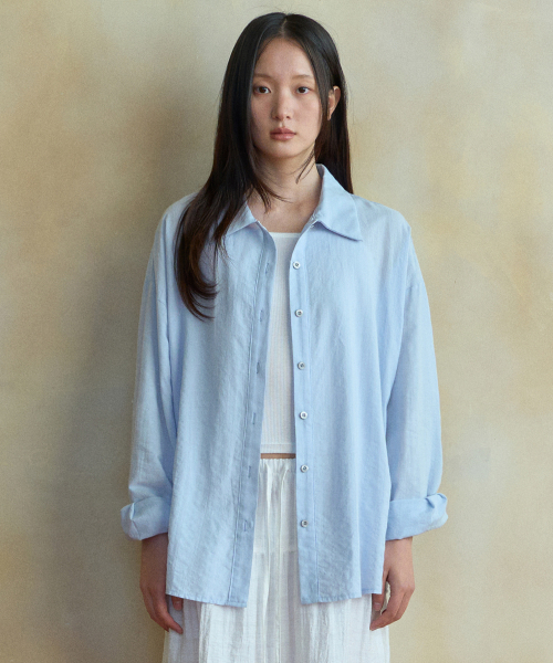WEDNESDAYOASISFORWOMEN（ウェンズデー オアシス フォー ウーマン）の「デイライトストライプシャツ_SKY BLUE(WB6SH08)（シャツ/ブラウス・レディース・スカイブルー・FREE）」の4枚目の写真