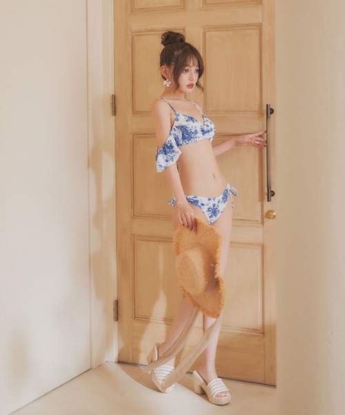 オフショル花柄リゾートビキニ 2点セット【ビキニ】【水着】（水着