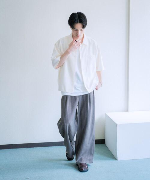 SENSE OF PLACE by URBAN RESEARCH(センスオブプレイスバイアーバンリサーチ)の「『イージーケア/速乾』リネンライクボクシーシャツ(シャツ/ブラウス・メンズ・アイボリー/ブラック/ブルー・MEDIUM/LARGE)」の7枚目の写真