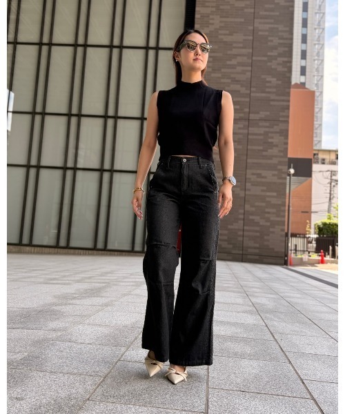 COOK JEANS（クックジーンズ）の「ハイネックノースリーブニット（ニット/セーター・レディース・ブラック・FREE）」の4枚目の写真