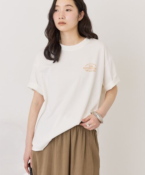 AMERICAN HOLIC（アメリカンホリック）の「BARロゴプリントTシャツ（Tシャツ/カットソー・レディース・オフホワイト/グレー系その他/ブラック/オレンジ・FREE）」の2枚目の写真