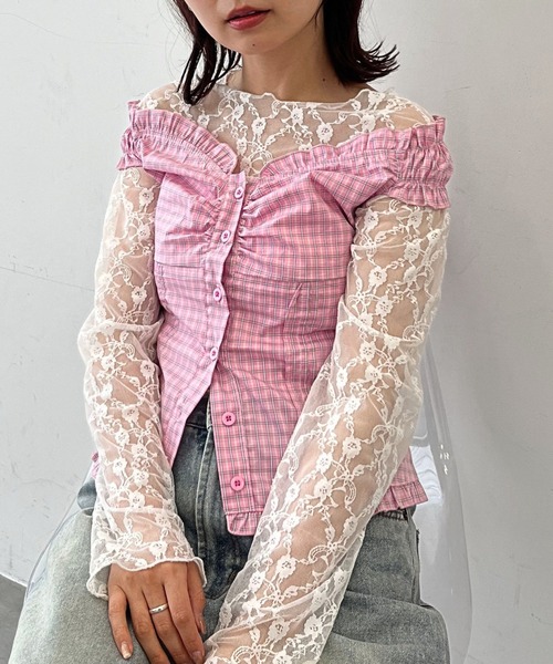 mul.(ムル)の「オフショルフロントカットソー(Tシャツ/カットソー・レディース・サックスブルー/ピンク・FREE)」の22枚目の写真