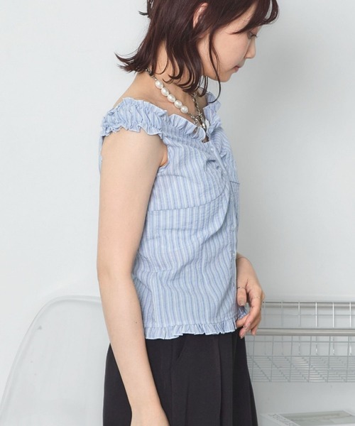 mul.(ムル)の「オフショルフロントカットソー(Tシャツ/カットソー・レディース・サックスブルー/ピンク・FREE)」の9枚目の写真