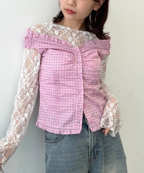 mul.(ムル)の「オフショルフロントカットソー(Tシャツ/カットソー・レディース・サックスブルー/ピンク・FREE)」の19枚目の写真