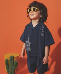 aBity select（アビティセレクト）の「【aBity select./アビティセレクト】開襟刺繍半袖シャツ＋ハーフパンツセット（セットアップ）」