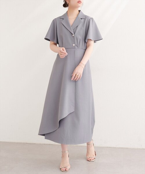 natural couture（ナチュラルクチュール）の「フレアスリーブテーラーワンピース（ワンピース・レディース・ライトベージュ/グレー/オフホワイト/サックスブルー/ネイビー/ブラック・FREE）」の13枚目の写真
