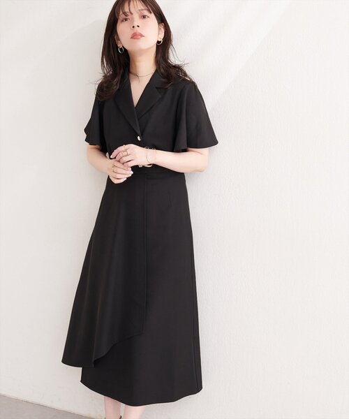natural couture（ナチュラルクチュール）の「フレアスリーブテーラーワンピース（ワンピース・レディース・ライトベージュ/グレー/オフホワイト/サックスブルー/ネイビー/ブラック・FREE）」の15枚目の写真