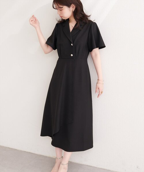 natural couture（ナチュラルクチュール）の「フレアスリーブテーラーワンピース（ワンピース・レディース・ライトベージュ/グレー/オフホワイト/サックスブルー/ネイビー/ブラック・FREE）」の16枚目の写真