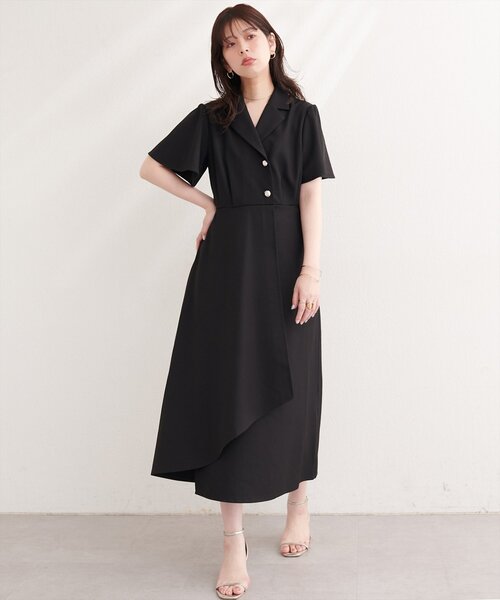 natural couture（ナチュラルクチュール）の「フレアスリーブテーラーワンピース（ワンピース・レディース・ライトベージュ/グレー/オフホワイト/サックスブルー/ネイビー/ブラック・FREE）」の18枚目の写真