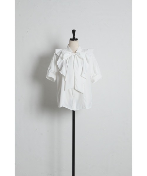 tocco closet（トッコ　クローゼット）の「【ZOZO限定】ラッフルフリル半袖ボウタイブラウス（シャツ/ブラウス・レディース・オフホワイト/グレー/ミント/ネイビー・M）」の16枚目の写真
