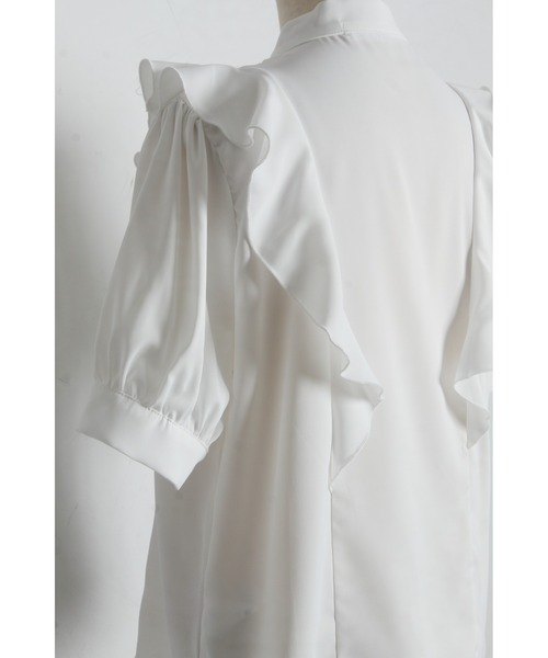 tocco closet（トッコ　クローゼット）の「【ZOZO限定】ラッフルフリル半袖ボウタイブラウス（シャツ/ブラウス・レディース・オフホワイト/グレー/ミント/ネイビー・M）」の19枚目の写真