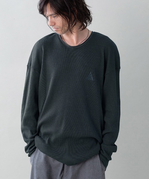 EGO TRIPPING（エゴトリッピング）の「mlt5726-WOOL THERMAL-TEE embroidery ウールサーマルカットソー(666706)（Tシャツ/カットソー・メンズ・チャコール/ブラック/オリーブ・48/46）」の3枚目の写真