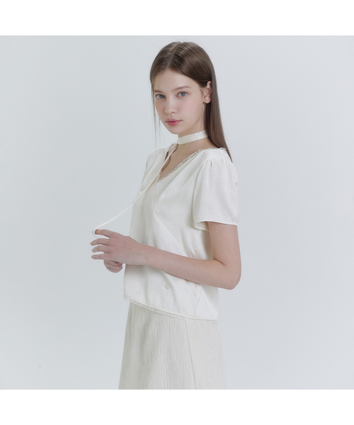 MICANE(ミケーネ)の「アンジェルスリンクルタイブラウス(シャツ/ブラウス・レディース・Cream/ブラック・SMALL/MEDIUM/LARGE/X-LARGE)」の2枚目の写真