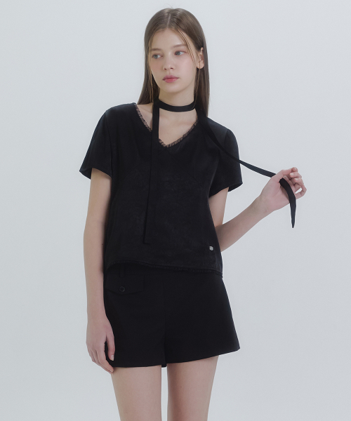 MICANE(ミケーネ)の「アンジェルスリンクルタイブラウス(シャツ/ブラウス・レディース・Cream/ブラック・SMALL/MEDIUM/LARGE/X-LARGE)」の9枚目の写真