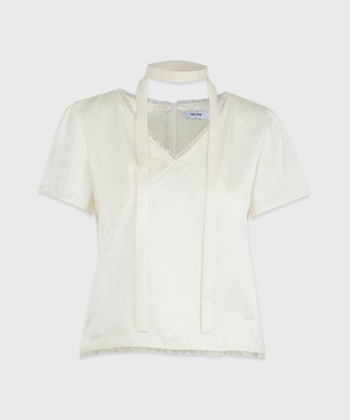 MICANE(ミケーネ)の「アンジェルスリンクルタイブラウス(シャツ/ブラウス・レディース・Cream/ブラック・SMALL/MEDIUM/LARGE/X-LARGE)」の13枚目の写真