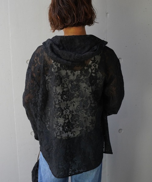 YENN（イエン）の「YENN（イエン）PORTABLE LACE HOODIE（シャツ/ブラウス・レディース・ブラック/ホワイト・F）」の3枚目の写真