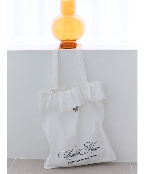 SNIDEL HOME(スナイデルホーム)の「レーステープバリエカラートート(トートバッグ・レディース・ピンク/ブルー/イエロー/ライム/ホワイト/ブラック・F)」の2枚目の写真
