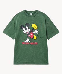 フェイドウォッシングダンシング_ミッキー_ Tシャツ (GREEN)
