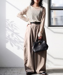 antiqua（アンティカ）の「ドット柄 シアー レイヤード カットソー（Tシャツ/カットソー）」