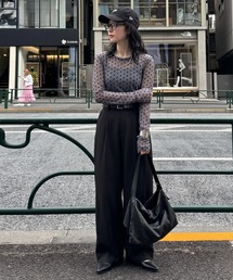 antiqua（アンティカ）の「ドット柄 シアー レイヤード カットソー（Tシャツ/カットソー）」