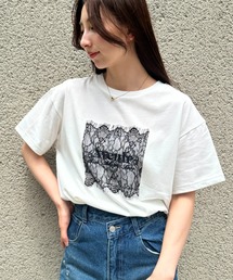 【接触冷感素材使用/90％UVカット】レースボックスロゴTシャツ