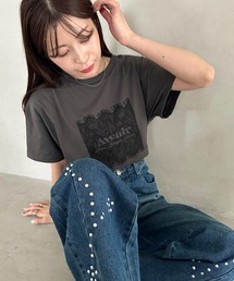 【接触冷感素材使用/90%UVカット】レースボックスロゴTシャツ