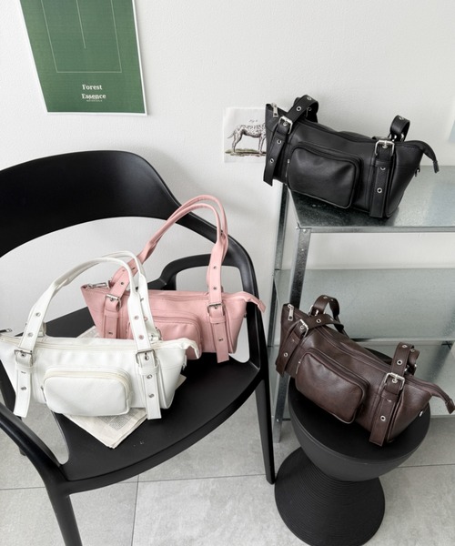 WEGO(ウィゴー)の「WEGO/ハトメベルトミニボストン(ボストンバッグ・レディース・ブラウン/ホワイト/ブラック/ライトピンク・FREE)」の22枚目の写真
