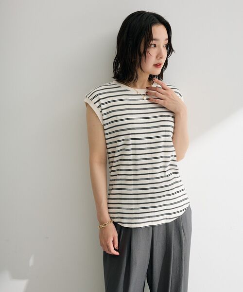 Green Parks(グリーンパークス)の「マルチボーダーフレンチプルオーバー(Tシャツ/カットソー・レディース・グレー/サックスブルー/ホワイト系その他2・FREE)」の9枚目の写真