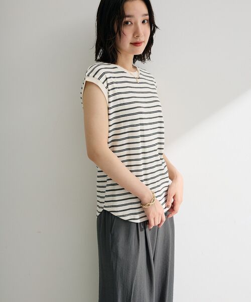 Green Parks(グリーンパークス)の「マルチボーダーフレンチプルオーバー(Tシャツ/カットソー・レディース・グレー/サックスブルー/ホワイト系その他2・FREE)」の10枚目の写真