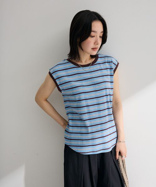 Green Parks(グリーンパークス)の「マルチボーダーフレンチプルオーバー(Tシャツ/カットソー・レディース・グレー/サックスブルー/ホワイト系その他2・FREE)」の14枚目の写真