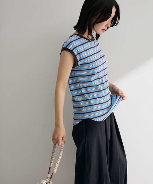 Green Parks(グリーンパークス)の「マルチボーダーフレンチプルオーバー(Tシャツ/カットソー・レディース・グレー/サックスブルー/ホワイト系その他2・FREE)」の15枚目の写真