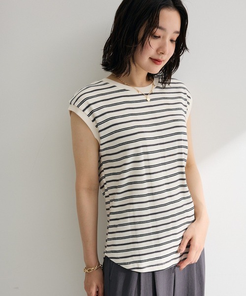 Green Parks(グリーンパークス)の「マルチボーダーフレンチプルオーバー(Tシャツ/カットソー・レディース・グレー/サックスブルー/ホワイト系その他2・FREE)」の2枚目の写真