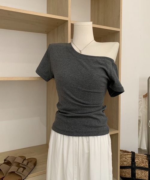 MAISON DE THERESE（メゾン ド テレーズ）の「ワンショルダー カットアウト T シャツ レディース 半袖（シャツ/ブラウス・レディース・Navy/チャコールグレー・M）」の9枚目の写真