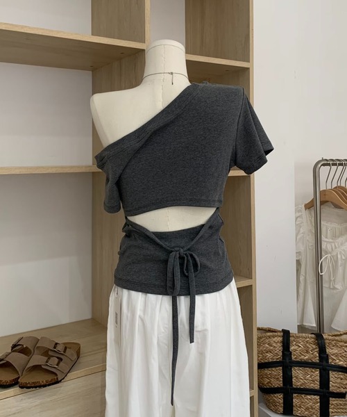 MAISON DE THERESE（メゾン ド テレーズ）の「ワンショルダー カットアウト T シャツ レディース 半袖（シャツ/ブラウス・レディース・Navy/チャコールグレー・M）」の10枚目の写真
