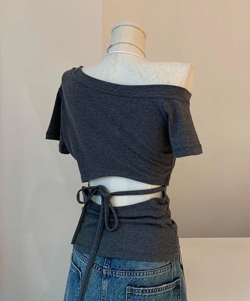 MAISON DE THERESE（メゾン ド テレーズ）の「ワンショルダー カットアウト T シャツ レディース 半袖（シャツ/ブラウス・レディース・Navy/チャコールグレー・M）」の13枚目の写真