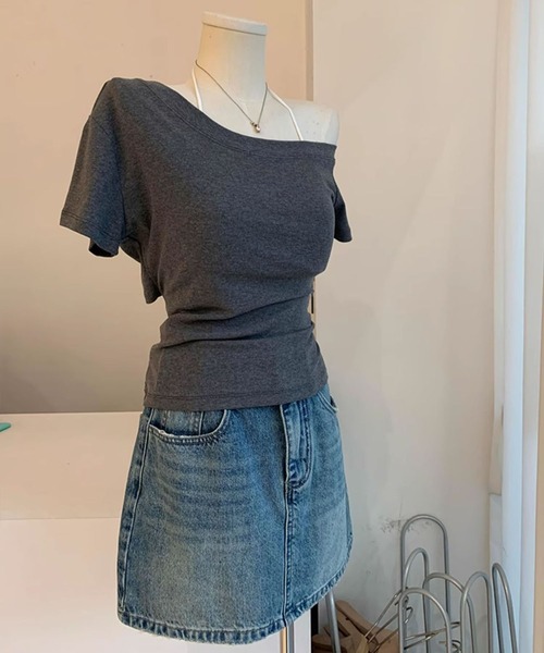 MAISON DE THERESE（メゾン ド テレーズ）の「ワンショルダー カットアウト T シャツ レディース 半袖（シャツ/ブラウス・レディース・Navy/チャコールグレー・M）」の11枚目の写真