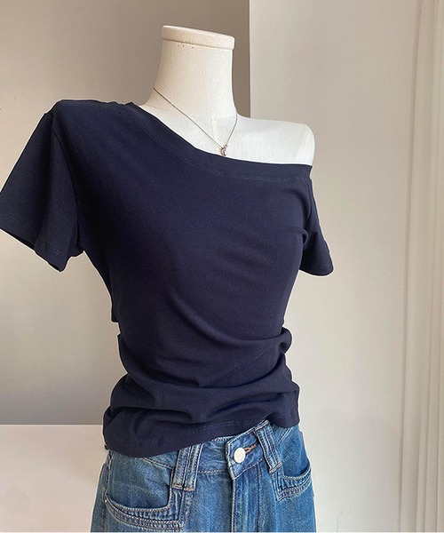 MAISON DE THERESE（メゾン ド テレーズ）の「ワンショルダー カットアウト T シャツ レディース 半袖（シャツ/ブラウス・レディース・Navy/チャコールグレー・M）」の14枚目の写真