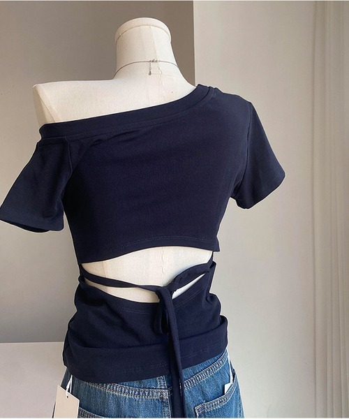 MAISON DE THERESE（メゾン ド テレーズ）の「ワンショルダー カットアウト T シャツ レディース 半袖（シャツ/ブラウス・レディース・Navy/チャコールグレー・M）」の15枚目の写真