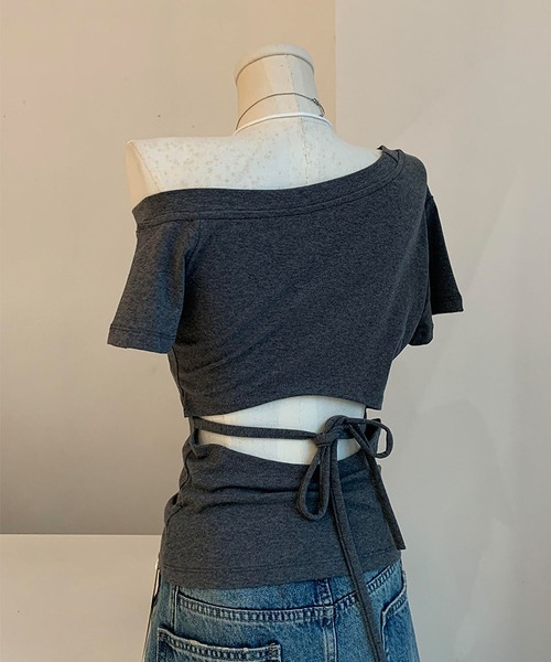 MAISON DE THERESE（メゾン ド テレーズ）の「ワンショルダー カットアウト T シャツ レディース 半袖（シャツ/ブラウス・レディース・Navy/チャコールグレー・M）」の12枚目の写真
