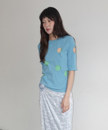 Majournee（マジョネ）の「HOLE DETAIL T-SHIRT_AQUA（Tシャツ/カットソー）」