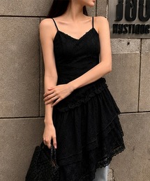 花柄レースキャミソールワンピースビスチェ