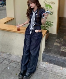 シャツ × ワイドパンツ デニムセットアップ