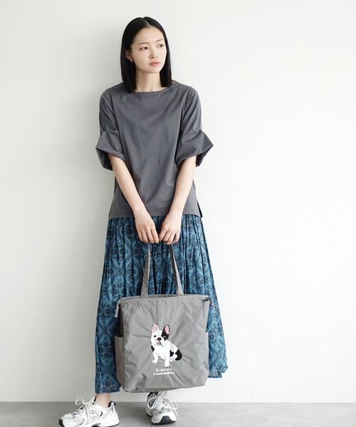 e-zakkamania stores（イーザッカマニアストアーズ）の「アニマル刺繍巾着トートバッグ（トートバッグ・レディース・アイボリー/ブルー/ネイビー/グリーン/グレー/ダークグレー・-）」の9枚目の写真
